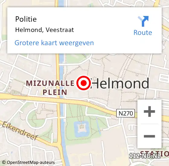 Locatie op kaart van de 112 melding: Politie Helmond, Veestraat op 21 juni 2024 18:16