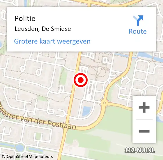 Locatie op kaart van de 112 melding: Politie Leusden, De Smidse op 21 juni 2024 18:16