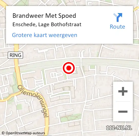 Locatie op kaart van de 112 melding: Brandweer Met Spoed Naar Enschede, Lage Bothofstraat op 21 juni 2024 18:22