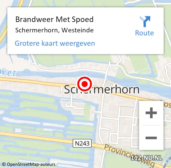 Locatie op kaart van de 112 melding: Brandweer Met Spoed Naar Schermerhorn, Westeinde op 21 juni 2024 18:27