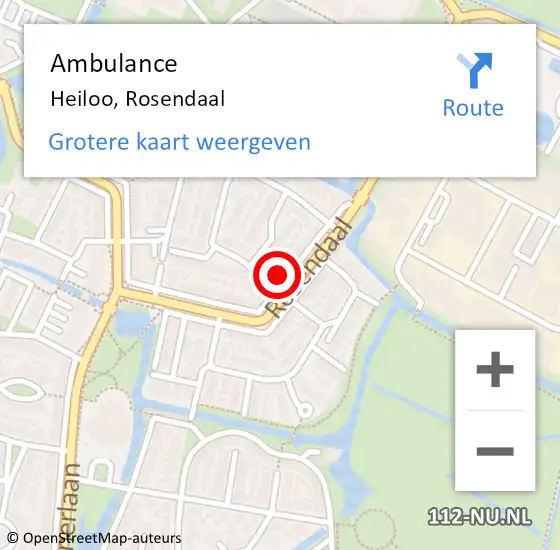 Locatie op kaart van de 112 melding: Ambulance Heiloo, Rosendaal op 21 juni 2024 18:34
