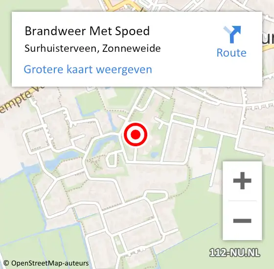 Locatie op kaart van de 112 melding: Brandweer Met Spoed Naar Surhuisterveen, Zonneweide op 21 juni 2024 18:40