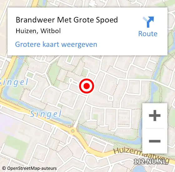 Locatie op kaart van de 112 melding: Brandweer Met Grote Spoed Naar Huizen, Witbol op 21 juni 2024 18:57