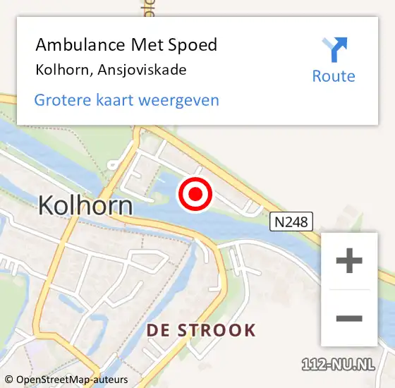 Locatie op kaart van de 112 melding: Ambulance Met Spoed Naar Kolhorn, Ansjoviskade op 21 juni 2024 19:24