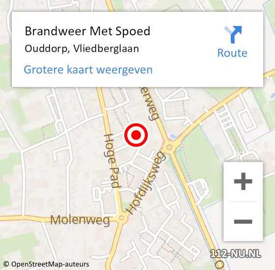 Locatie op kaart van de 112 melding: Brandweer Met Spoed Naar Ouddorp, Vliedberglaan op 21 juni 2024 19:36