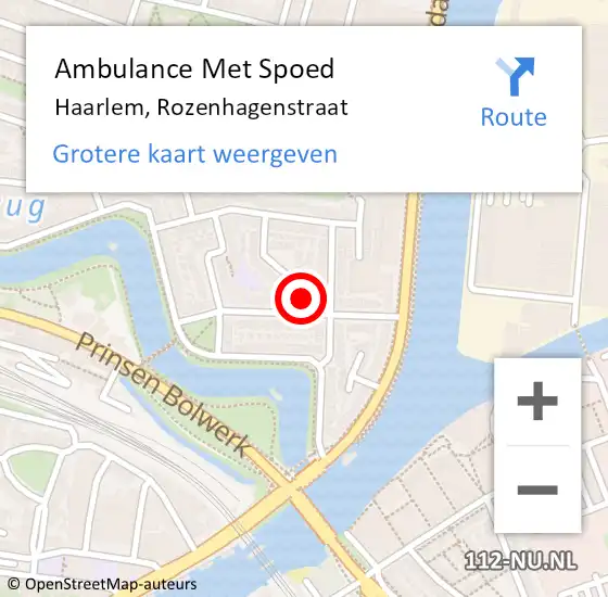 Locatie op kaart van de 112 melding: Ambulance Met Spoed Naar Haarlem, Rozenhagenstraat op 21 juni 2024 19:46