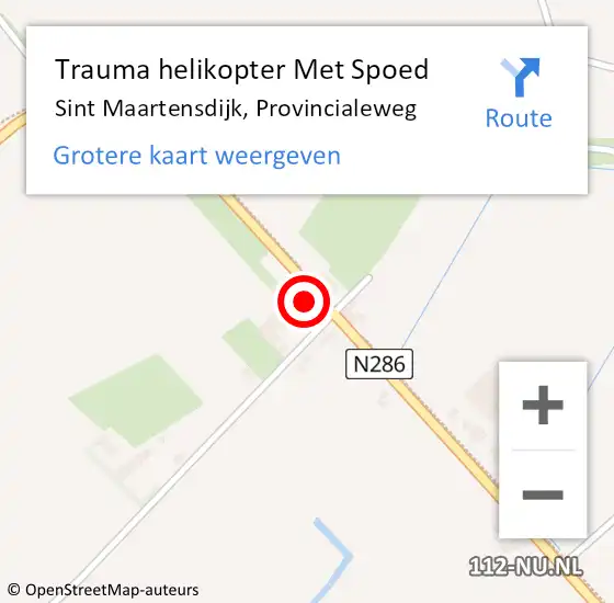 Locatie op kaart van de 112 melding: Trauma helikopter Met Spoed Naar Sint Maartensdijk, Provincialeweg op 21 juni 2024 20:08