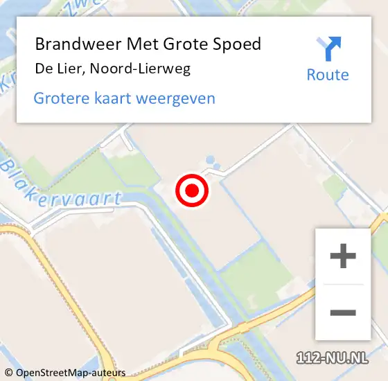 Locatie op kaart van de 112 melding: Brandweer Met Grote Spoed Naar De Lier, Noord-Lierweg op 21 juni 2024 20:09