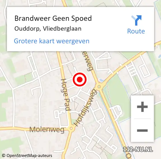 Locatie op kaart van de 112 melding: Brandweer Geen Spoed Naar Ouddorp, Vliedberglaan op 21 juni 2024 20:14