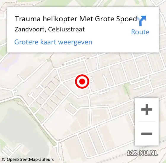 Locatie op kaart van de 112 melding: Trauma helikopter Met Grote Spoed Naar Zandvoort, Celsiusstraat op 21 juni 2024 20:48