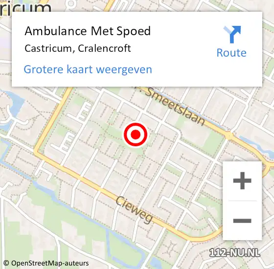 Locatie op kaart van de 112 melding: Ambulance Met Spoed Naar Castricum, Cralencroft op 21 juni 2024 20:48