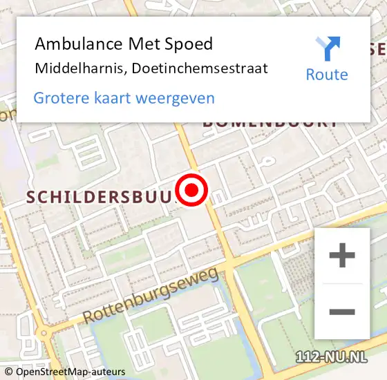 Locatie op kaart van de 112 melding: Ambulance Met Spoed Naar Middelharnis, Doetinchemsestraat op 21 juni 2024 21:05