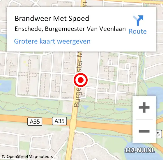 Locatie op kaart van de 112 melding: Brandweer Met Spoed Naar Enschede, Burgemeester Van Veenlaan op 21 juni 2024 21:16