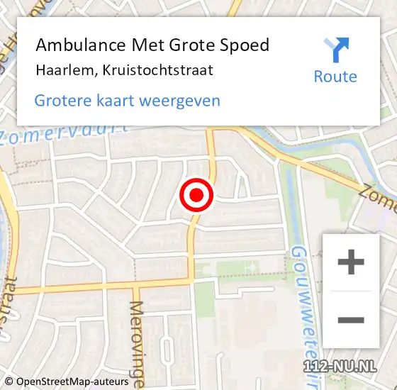 Locatie op kaart van de 112 melding: Ambulance Met Grote Spoed Naar Haarlem, Kruistochtstraat op 21 juni 2024 21:53