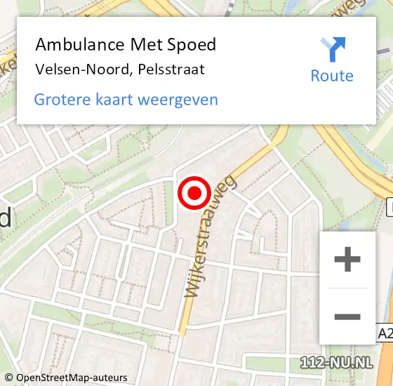 Locatie op kaart van de 112 melding: Ambulance Met Spoed Naar Velsen-Noord, Pelsstraat op 21 juni 2024 21:56