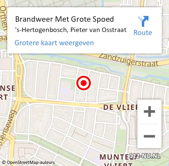 Locatie op kaart van de 112 melding: Brandweer Met Grote Spoed Naar 's-Hertogenbosch, Pieter van Osstraat op 21 juni 2024 22:01