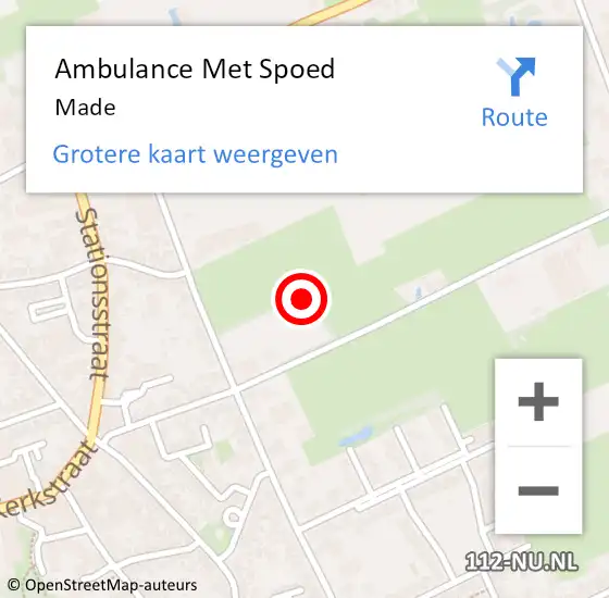 Locatie op kaart van de 112 melding: Ambulance Met Spoed Naar Made op 21 juni 2024 22:06