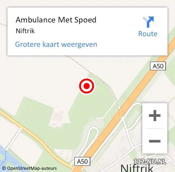 Locatie op kaart van de 112 melding: Ambulance Met Spoed Naar Niftrik op 21 juni 2024 22:06