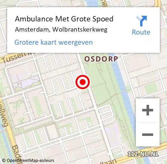 Locatie op kaart van de 112 melding: Ambulance Met Grote Spoed Naar Amsterdam, Wolbrantskerkweg op 21 juni 2024 22:07