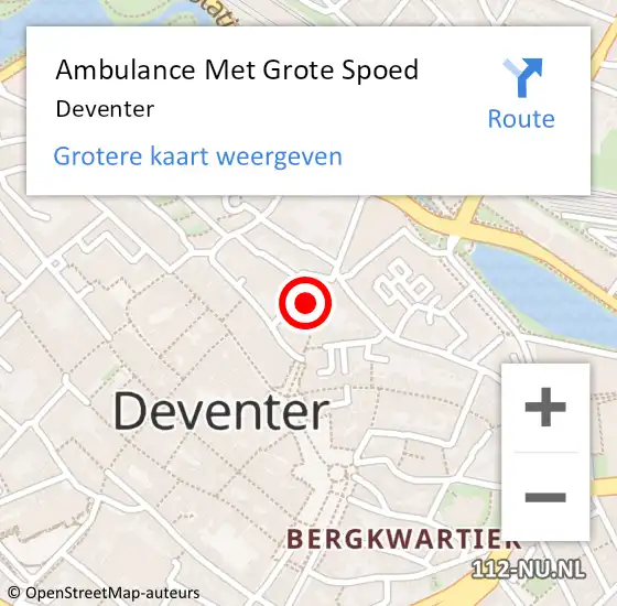 Locatie op kaart van de 112 melding: Ambulance Met Grote Spoed Naar Deventer op 21 juni 2024 22:39