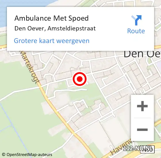 Locatie op kaart van de 112 melding: Ambulance Met Spoed Naar Den Oever, Amsteldiepstraat op 21 juni 2024 23:04