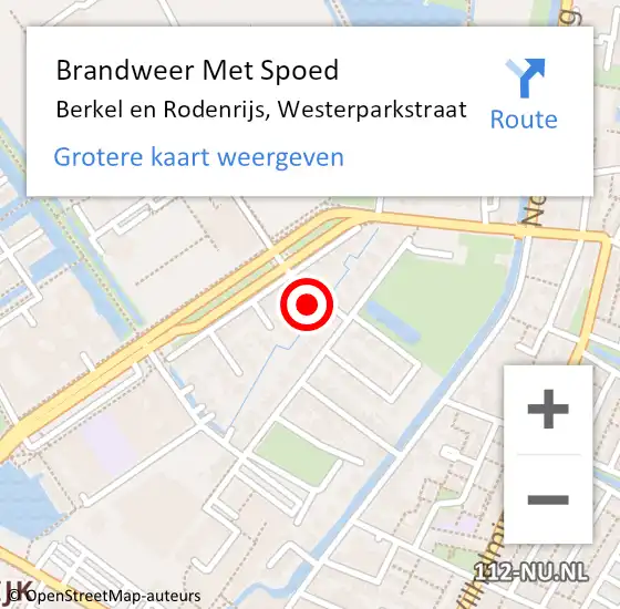 Locatie op kaart van de 112 melding: Brandweer Met Spoed Naar Berkel en Rodenrijs, Westerparkstraat op 21 juni 2024 23:11