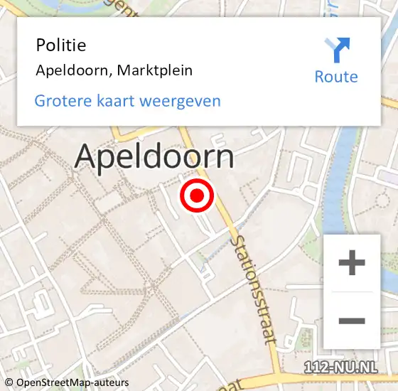 Locatie op kaart van de 112 melding: Politie Apeldoorn, Marktplein op 21 juni 2024 23:30