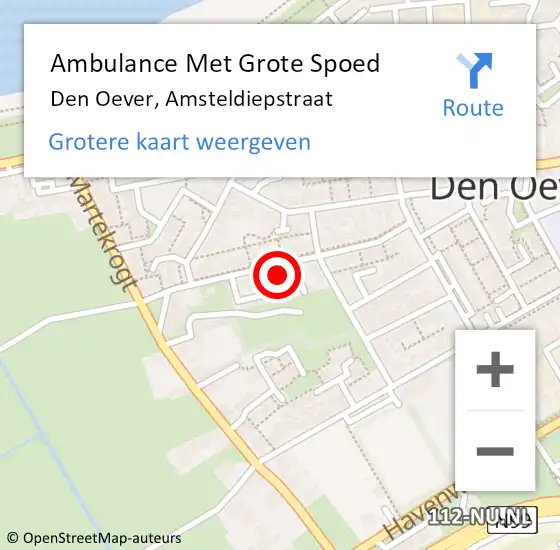 Locatie op kaart van de 112 melding: Ambulance Met Grote Spoed Naar Den Oever, Amsteldiepstraat op 21 juni 2024 23:40