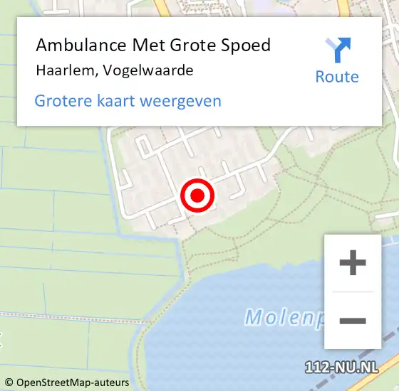 Locatie op kaart van de 112 melding: Ambulance Met Grote Spoed Naar Haarlem, Vogelwaarde op 22 juni 2024 00:01