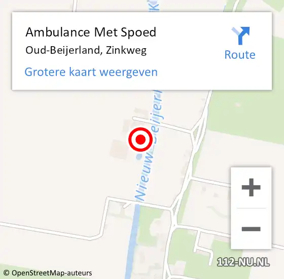 Locatie op kaart van de 112 melding: Ambulance Met Spoed Naar Oud-Beijerland, Zinkweg op 22 juni 2024 00:39