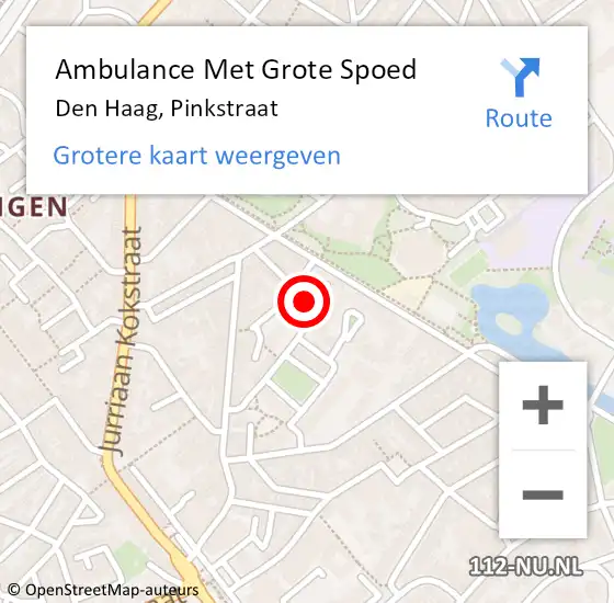 Locatie op kaart van de 112 melding: Ambulance Met Grote Spoed Naar Den Haag, Pinkstraat op 22 juni 2024 00:50