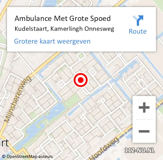 Locatie op kaart van de 112 melding: Ambulance Met Grote Spoed Naar Kudelstaart, Kamerlingh Onnesweg op 22 juni 2024 01:03