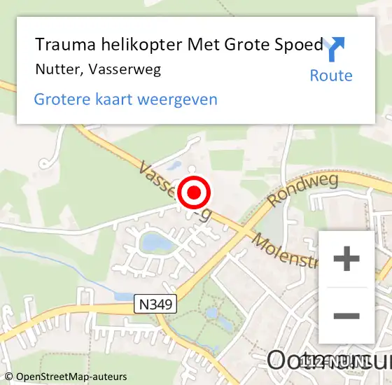 Locatie op kaart van de 112 melding: Trauma helikopter Met Grote Spoed Naar Nutter, Vasserweg op 22 juni 2024 01:11