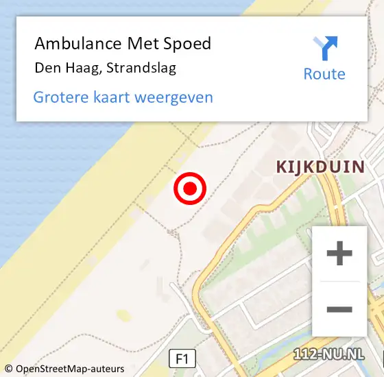 Locatie op kaart van de 112 melding: Ambulance Met Spoed Naar Den Haag, Strandslag op 22 juni 2024 01:17