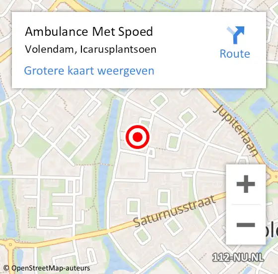 Locatie op kaart van de 112 melding: Ambulance Met Spoed Naar Volendam, Icarusplantsoen op 22 juni 2024 01:18