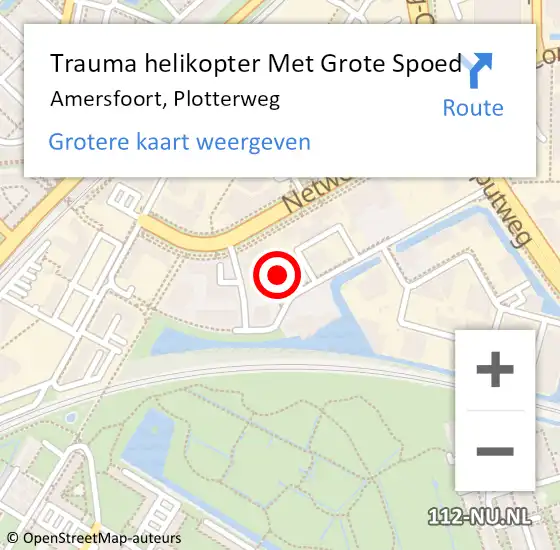 Locatie op kaart van de 112 melding: Trauma helikopter Met Grote Spoed Naar Amersfoort, Plotterweg op 22 juni 2024 01:30
