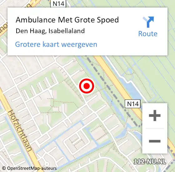 Locatie op kaart van de 112 melding: Ambulance Met Grote Spoed Naar Den Haag, Isabellaland op 22 juni 2024 01:31