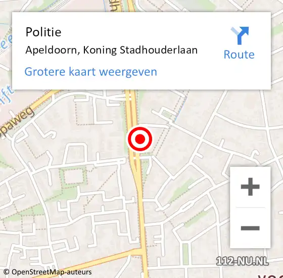 Locatie op kaart van de 112 melding: Politie Apeldoorn, Koning Stadhouderlaan op 22 juni 2024 01:40