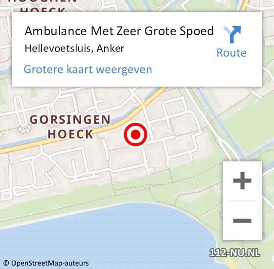 Locatie op kaart van de 112 melding: Ambulance Met Zeer Grote Spoed Naar Hellevoetsluis, Anker op 22 juni 2024 02:08