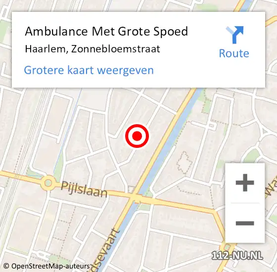 Locatie op kaart van de 112 melding: Ambulance Met Grote Spoed Naar Haarlem, Zonnebloemstraat op 22 juni 2024 02:15