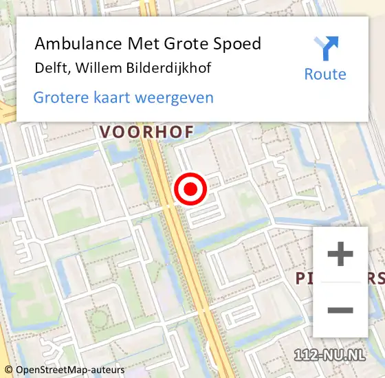 Locatie op kaart van de 112 melding: Ambulance Met Grote Spoed Naar Delft, Willem Bilderdijkhof op 22 juni 2024 02:51