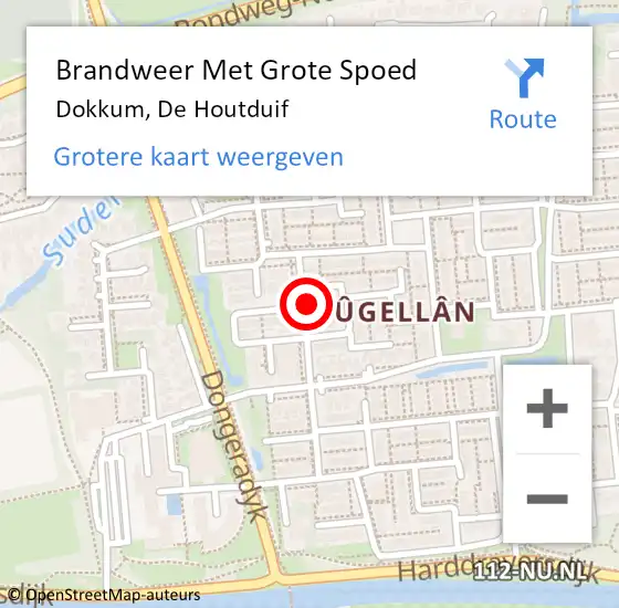 Locatie op kaart van de 112 melding: Brandweer Met Grote Spoed Naar Dokkum, De Houtduif op 22 juni 2024 03:16