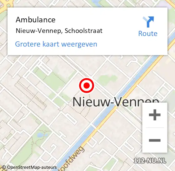 Locatie op kaart van de 112 melding: Ambulance Nieuw-Vennep, Schoolstraat op 22 juni 2024 03:52