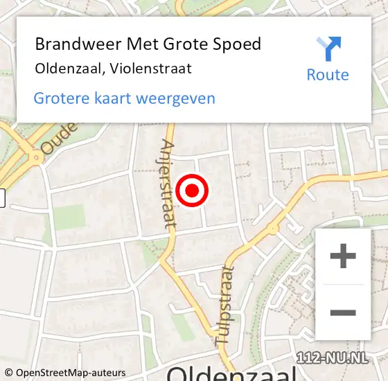 Locatie op kaart van de 112 melding: Brandweer Met Grote Spoed Naar Oldenzaal, Violenstraat op 22 juni 2024 03:55