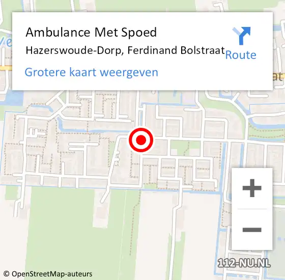 Locatie op kaart van de 112 melding: Ambulance Met Spoed Naar Hazerswoude-Dorp, Ferdinand Bolstraat op 22 juni 2024 04:40