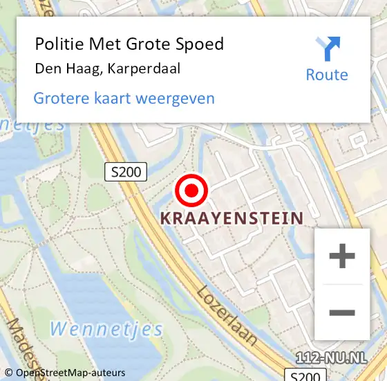 Locatie op kaart van de 112 melding: Politie Met Grote Spoed Naar Den Haag, Karperdaal op 22 juni 2024 04:59