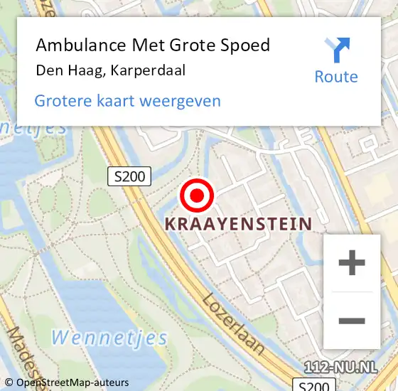 Locatie op kaart van de 112 melding: Ambulance Met Grote Spoed Naar Den Haag, Karperdaal op 22 juni 2024 05:01