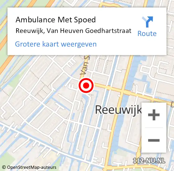 Locatie op kaart van de 112 melding: Ambulance Met Spoed Naar Reeuwijk, Van Heuven Goedhartstraat op 22 juni 2024 05:07