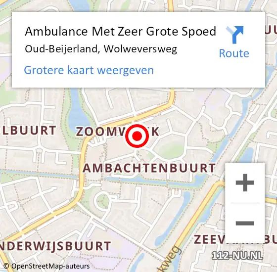 Locatie op kaart van de 112 melding: Ambulance Met Zeer Grote Spoed Naar Oud-Beijerland, Wolweversweg op 22 juni 2024 05:08