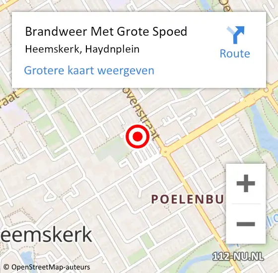 Locatie op kaart van de 112 melding: Brandweer Met Grote Spoed Naar Heemskerk, Haydnplein op 22 juni 2024 06:06